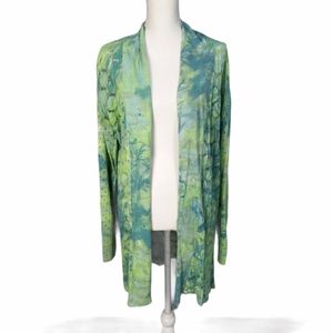 Alberto Makali Green Blue Open Front Cardigan L